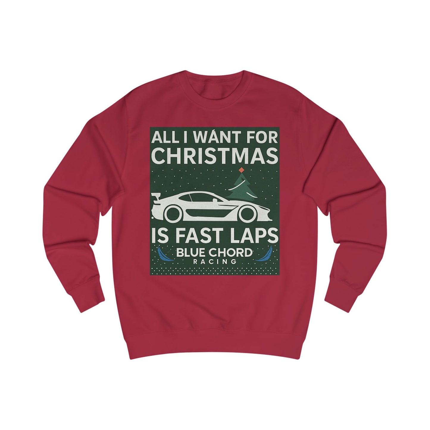 Christmas Racing Sweatshirt – "All I Want for Christmas Is Fast Laps" Car Crewneck