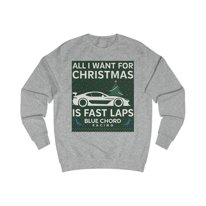 Christmas Racing Sweatshirt – "All I Want for Christmas Is Fast Laps" Car Crewneck